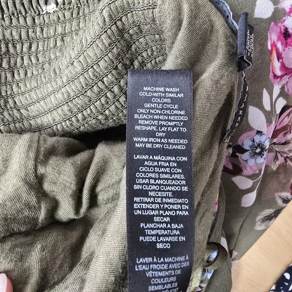 White House Black Market 12P Dress Fairy Floral Velvet Trim Y2K Green Asymmetric - Picture 13 of 16